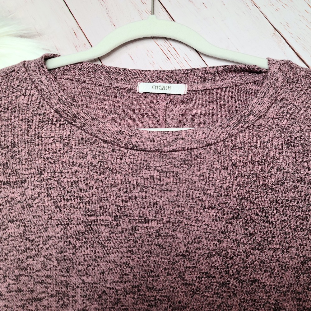 CHERISH PONCHO SWEATER DARK MAUVE BLACK SIZE S